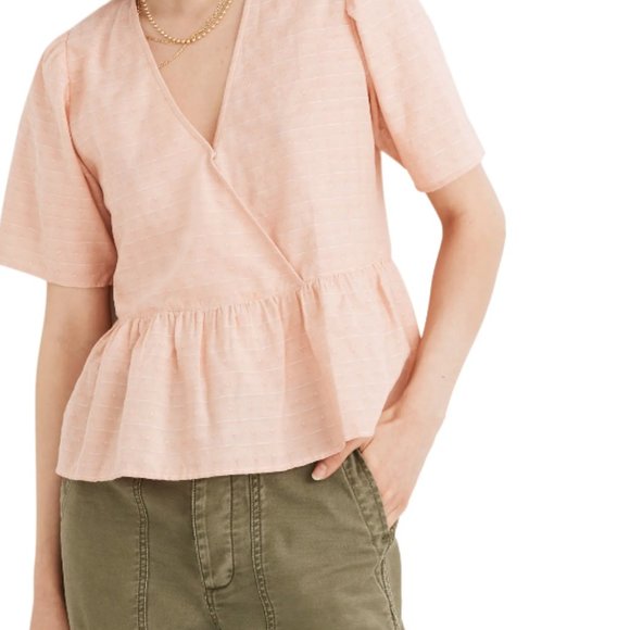 Madewell Tops - Crossover peplum top in antique coral